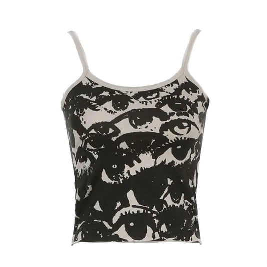 Grunge eye print cute vintage tank