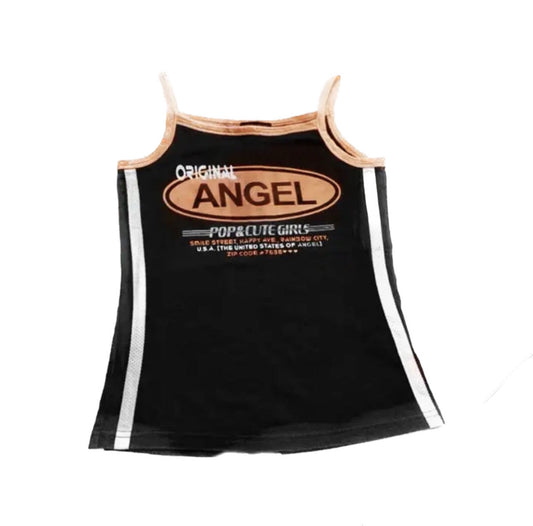 Cute vintage orange and black angel tank top🌺